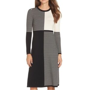 Eliza J Placed Stripe Midi Sweater Dress